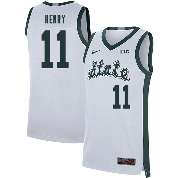 2020 Men #11 Aaron Henry Michigan State Spartans College Basketball Jerseys Sale-Retro